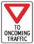 Yield symbol (Red) To Oncoming Traffic, (Rb-91)Roll Up Sign 36x48 White Reflecti