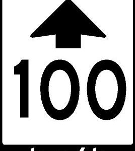 Roll Up Sign 36x48 White PP 100 km/h w/Vertical Arrow