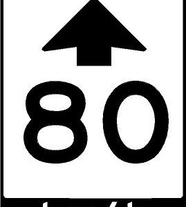 Roll Up Sign 36x48 White  PP 80 km/h w/Vertical Arrow