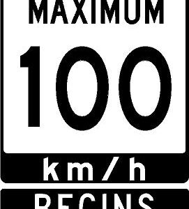Roll Up Sign 36x48 White PP Maximum 100 km/h Begins (RB-2)