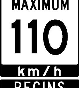 Roll Up Sign 36x48 White PP Maximum 110km/h Begins (RB-2)