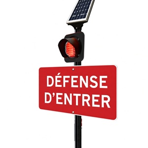 Ensemble Clignotant Rouge 8" solaire simple - 24/7 - Fond noir