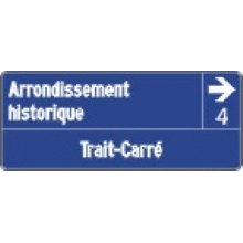 Acheminement vers un site patrimonial avec direction, distance et identification
