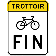 Fin de circulation permise sur trottoir