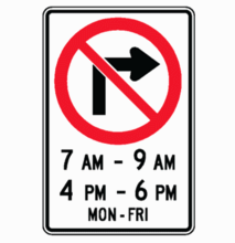 NO RIGHT TURN - TIMES AND DAYS
