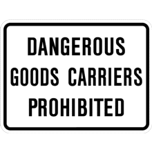 DANGEROUS GOODS CARRIERS PROHIBITED Tab