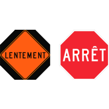 Panneau du signaleur  (Arrêt GD-Lentement GDO) Recto-verso