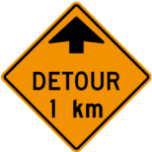 DETOUR AHEAD 1 KM