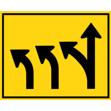 TWO LEFT LANES EXIT, NEXT LANE EXIT OR THROUGH