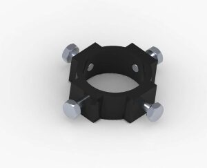 Collet 4 faces aluminium peint noir pour poteau elliptique