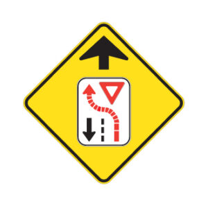 Signal avancé de cédez le passage à la circulation inverse