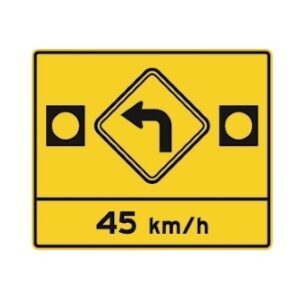 Virage (D-110-1-G) avec feux clignotants