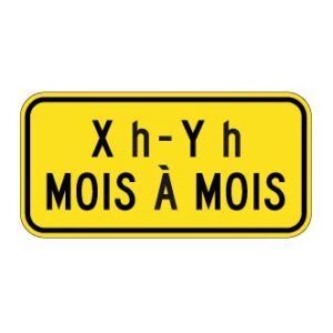 Panonceau Durée de la période de limite de vitesse - Heures et mois