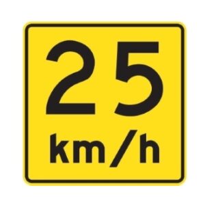 Panonceau vitesse recommandée  25 km/h