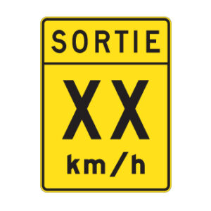 Vitesse recommandée dans une voie de sortie
