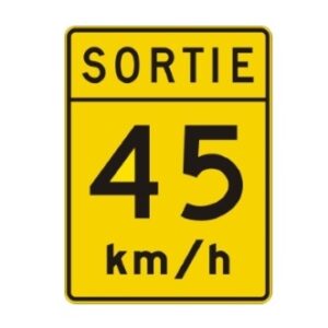 Vitesse recommandée sortie  45 km/h