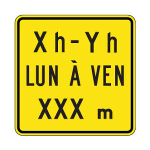 Panonceau Signal avancé de voie réservées: hres, jours, distance