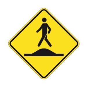 Signal avancé de passage pour piétons sur dos d'âne