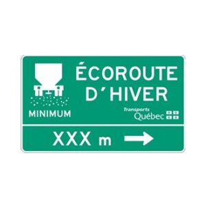 Écoroute d'hiver, flèche à droite et distance