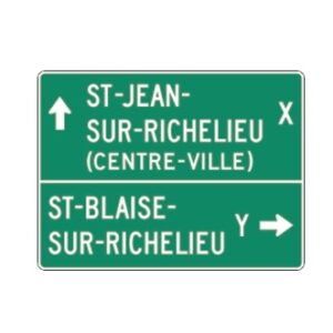 Direction de municipalités 2 destinations et distances avec centre-ville (sur en