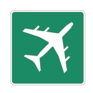 Aéroport majeur pointant à droite à 45°