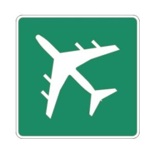 Aéroport majeur pointant à gauche à 45°