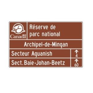 Acheminement vers un secteur du parc fédéral (avec direction et distance)