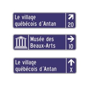 Acheminement d'équip. touristiques privés avec ou sans picto, flèche et distance