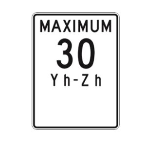 Limite de vitesse: maximum 30 km/h et période