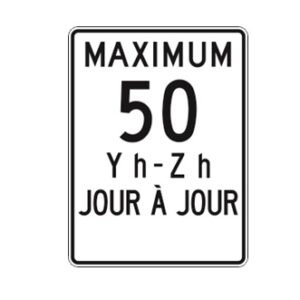 Limite de vitesse: maximum 50 km/h et période