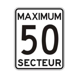 Limite de vitesse: maximum 50 dans un secteur
