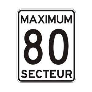 Limite de vitesse: maximum 80 dans un secteur
