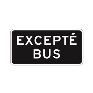 Excepté bus (direction des voies)