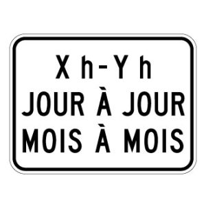 Panonceau heures et jours, mois