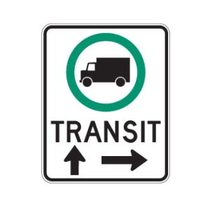 Obligation pour camions en transit d'aller tout droit et vers la droite
