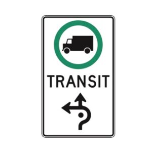Trajet obligatoire pour les camions (Tout droit ou à gauche)