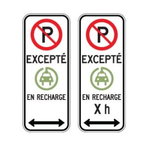 Espace de stationnement réservé aux véhicules électriques en recharge