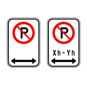 Stationnement réglementé vers la gauche et vers la droite