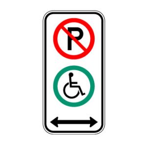 Stationnement réservé aux handicapé vers la gauche et la droite