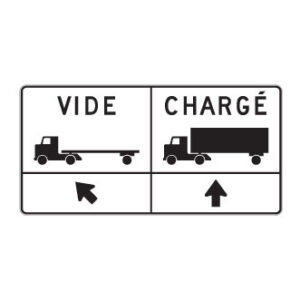 Direction à prendre pour des camions vides ou des camions chargés