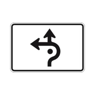 Flèche de direction tout droit ou à gauche (carrefour giratoire)
