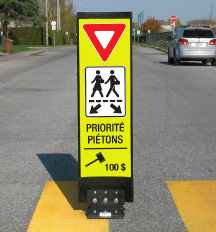 Balise PED-ZONE pour traverse piétonnière Jaune-Vert