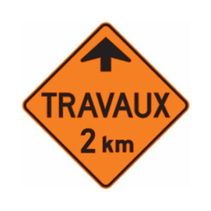 Distance à parcourir avant d'atteindre l'aire de travail - 2 Km