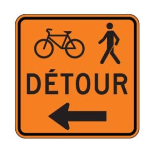 Détour pour piétons et cyclistes vers la gauche