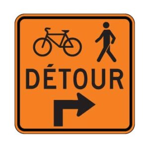 Détour pour piétons et cyclistes vers la droite
