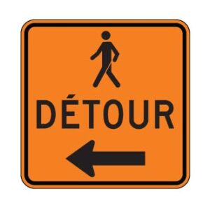 Détour pour piétons vers la gauche