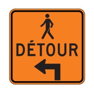 Détour pour piétons vers la gauche
