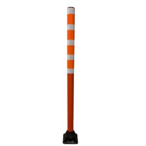 Délinéateur tubulaire Orange 48'' avec 9 bandes et base flexible moulée