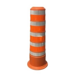 Balise conique 48" tête bombée orange bandes: orange D. et blanc H.I.
