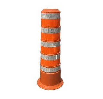 Balise conique 48" tête bombée orange bandes: orange D. et blanc H.I.